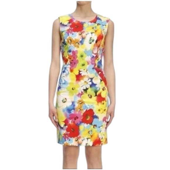 Love Moschino Floral Sheath Dress Bright Multicolor Print Office Cocktail Size 4 - Picture 5 of 16